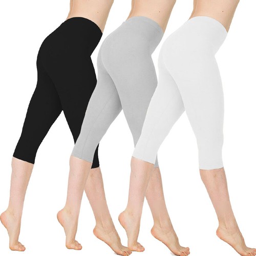 Women Stretch Cotton Capri Leggings Sports Yoga Pants Slim Gym Fitness Plus Size