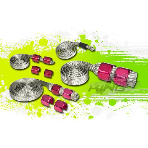 STAINLESS STEEL BRAIDED HOSE COVER/SLEEVE ENGINE/VACUUM/HEATER/FUEL LINE RED eBay