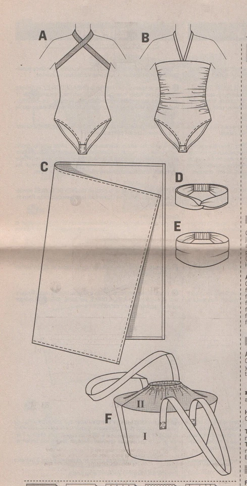 Burda Sewing Pattern 6963 Swimsuit Costume Sarong Bag Headband Size 6 - 18 NEW - Image 2 of 4