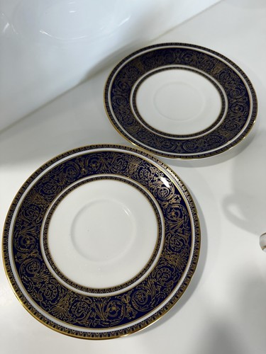 Royal Doulton Imperial Blue 2 Cups 2 Saucers Tea Coffee Set - Picture 4 of 9