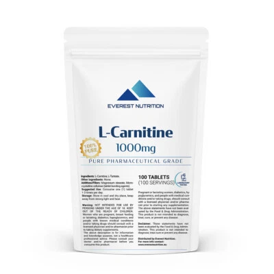 L-Carnitine 1000mg Tablets – Metabolism, Energy, Antioxidant & Immune Support