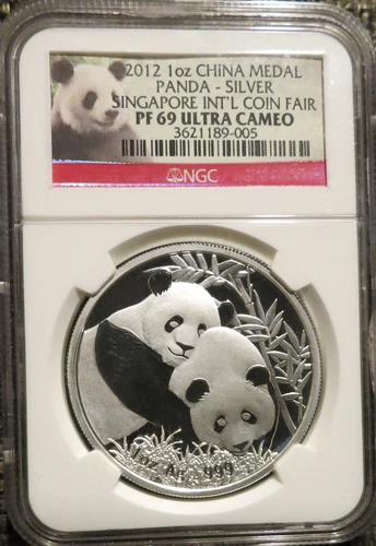 2012 China 1 oz. Silver Panda Singapore Coin Fair NGC PF 69 Ultra Cameo