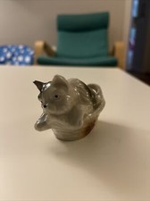 VINTAGE PORCELAIN MADE IN JAPAN WESTIE SCOTTIE DOG IN BASKET FIGURE 3"