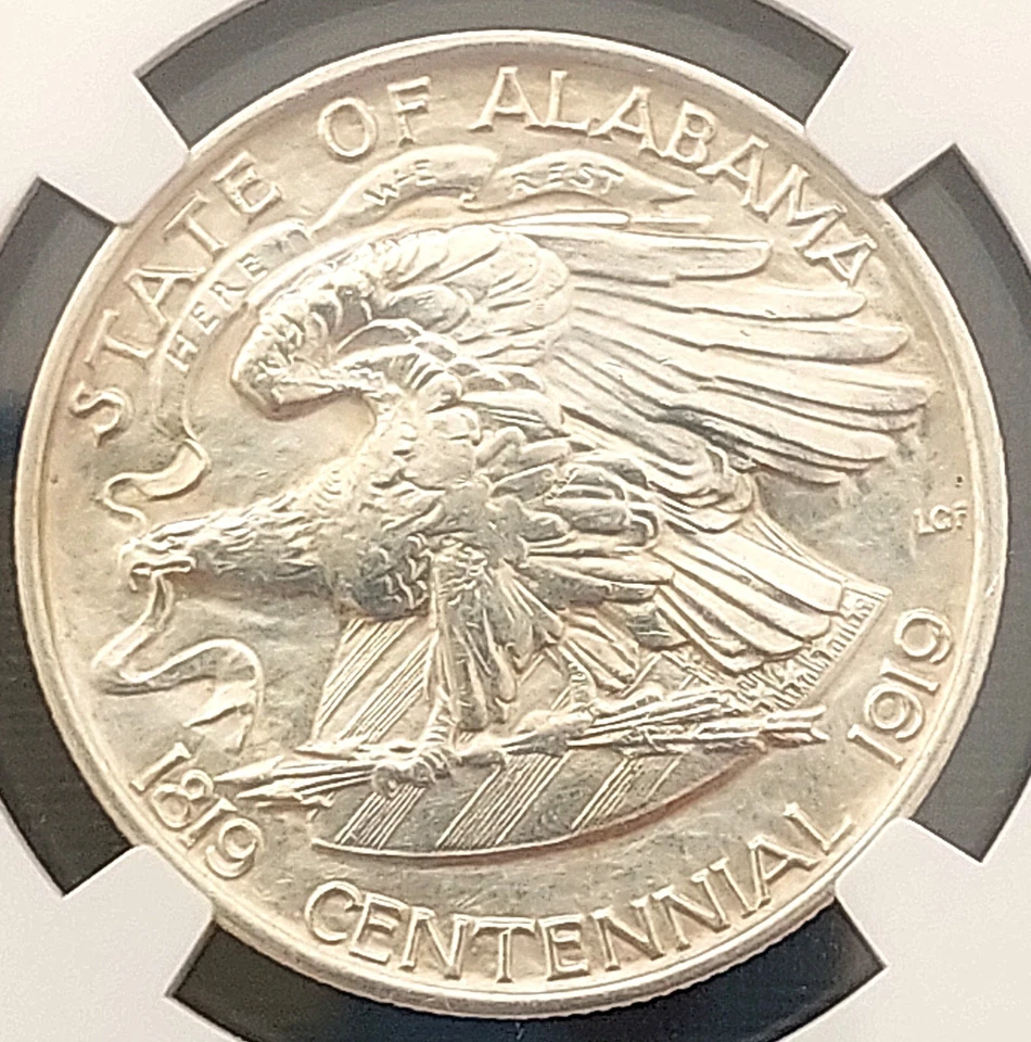 1921 50 C  Alabama , NGC Unc. details  , nice silver coin    #1924, #61-17 - Image 3 of 4
