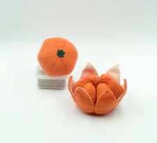 Felt food orange set, Play kitchen toys, Play farm game, felt fruit tangerine