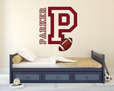 Custom Name  Initial Football Sports Kids Vinyl Wall Decal-Wall Decal Sticker