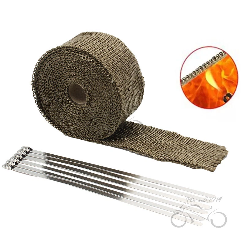 Cinta de aislamiento térmico universal para tubo de escape de motocicleta 2" x 16 pies Foto 2 de 4