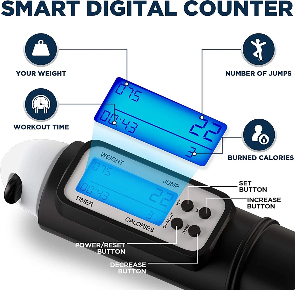 Cuerda de salto de escalada de RDX, contador digital, cuerda de salto ponderada, cuerda de velocidad Foto 2 de 4