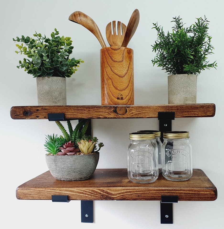 Solid Wood Scaffold Board Shelf Any Size Industrial Rustic Shelves No ...