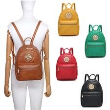 Boutique Badge Deco Classic Small Backpack Back bag Woman Girl Faux Leather UK