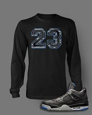 23 Graphic Sneaker Sport Tee Shirt Match J4 BLACK ROYAL Long Sleeve Black