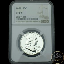 1957 Franklin Silver Half Dollar NGC PF67 Proof Freshly Graded Combo Ship 