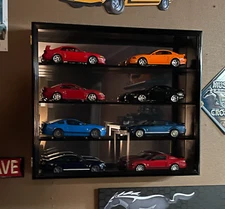 ​1/18 Scale Diecast Car Display Case Cabinet Box Wood Memorabilia Cars Mirror
