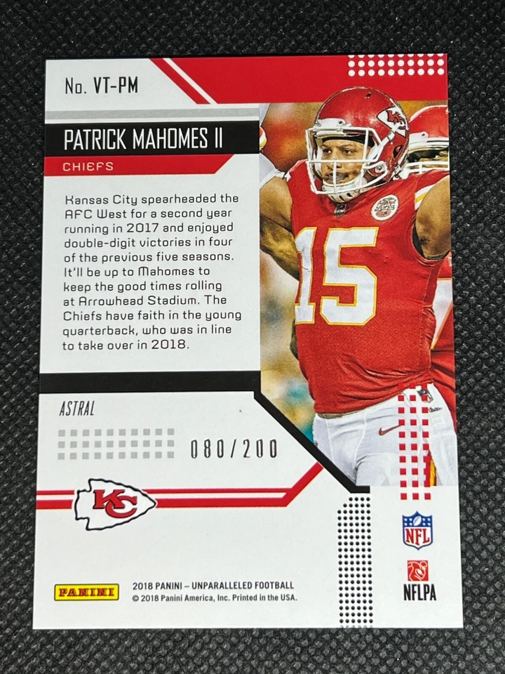 Patrick Mahomes 2018 Unparalleled Astral Victorious 80/200 #VT-PM Chiefs - Image 2 of 2