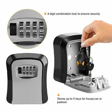 Wall Mounted Safe Key FULL METAL Box With Lock & Waterproof Cover Home Keys