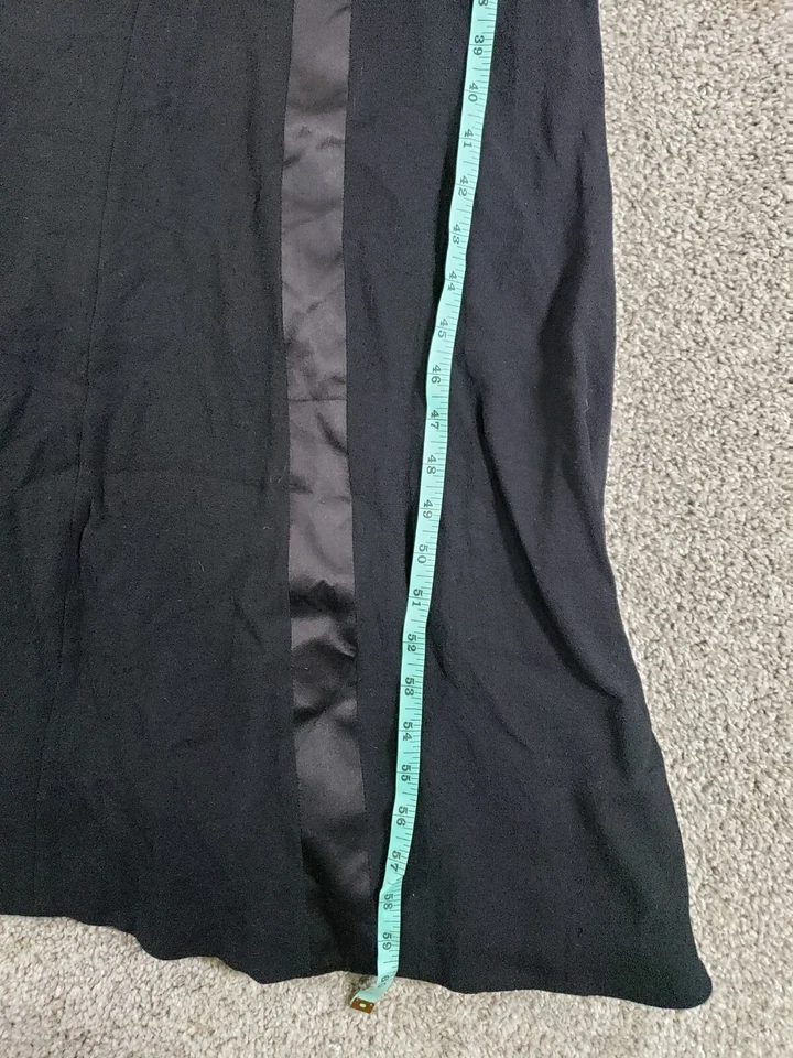 Escada Size 42 Formal Maxi Dress Wool Satin Trim Fit Flare Black - Image 4 of 4