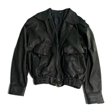 Vintage Montgomery Ward Black Leather Motorcycle Jacket Men’s Sz Large