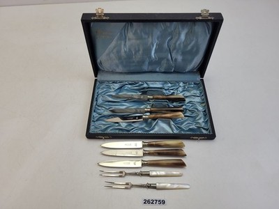 6x Obstmesser 2x Aufschnittgabeln G. Felix Solingen Nickel Bakelit #262759