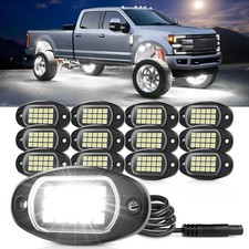 Rock Lights 12 Pods High Bright White LED Underglow Lights for Jeep Trucks Go...