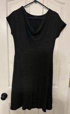 Land's End Sweater Dress Womens Small Charcoal Grey Cowl Neck Stretch