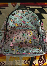 Claire's Girls Unicorn Rainbow Stars Space Backpack Silver Multicolor Zip