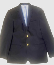 IZOD Boys 16 R Navy Blue Sport Coat Suit Jacket Stretch Polyester BL 2 Button EC