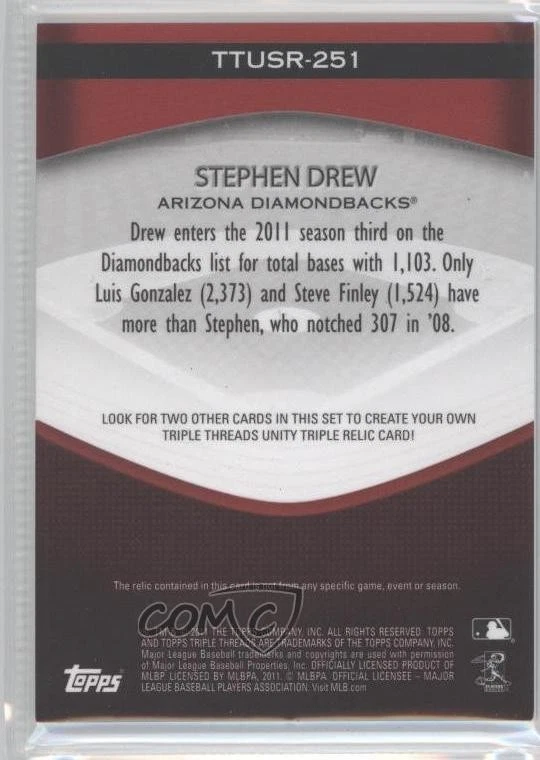 2011 Topps Triple Threads Unity Relic /36 Stephen Drew #TTUSR-251 - Image 2 of 2