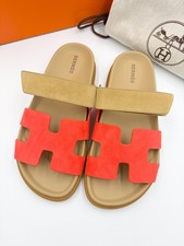 Hermes Woman's Chypre Sandal Rouge Grenadine EU 37.5 Brand New 100 authentic