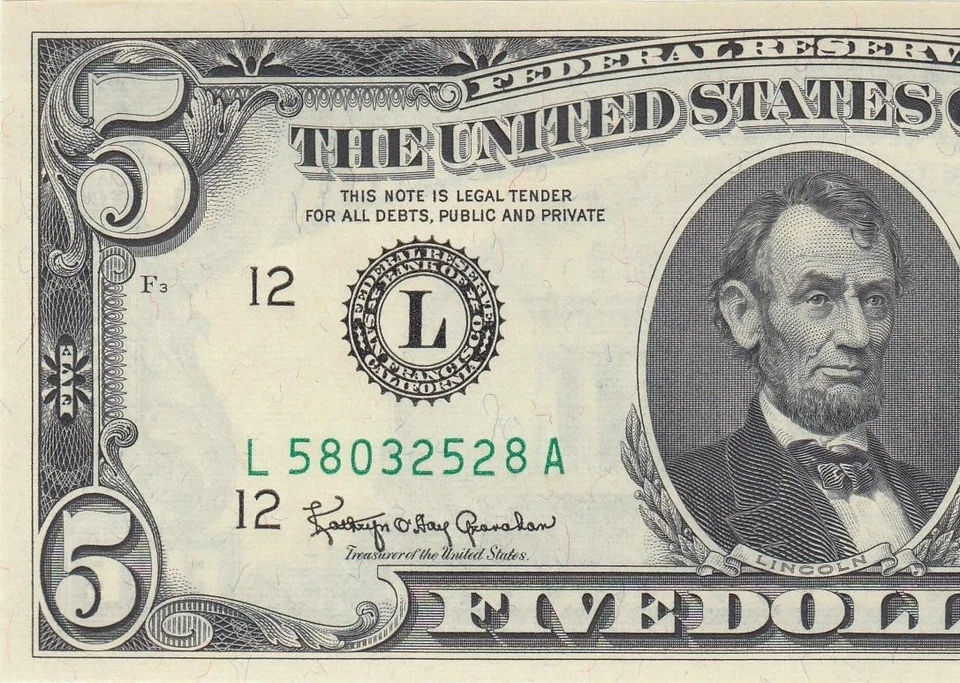 1963-A FEDERAL RESERVE NOTE "SAN FRANCISCO" $5 (( GEM UNC )) - Image 2 of 4