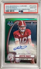 2024 BOWMAN U CHROME AUSTIN MACK GREEN REFRACTOR AUTO #’D /99 PSA 10