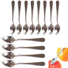 Set of 12 HeavyDuty Stainless Steel Grapefruit Spoons with Serrated Edge for C