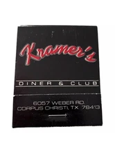 Corpus Christi Kramer’s Diner & Club Advertising Matchbook Matches Texas Kramers