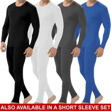 Mens Thermal Long Johns Top  Shirt Bottom Trouser Underwear Set Full Sleeve