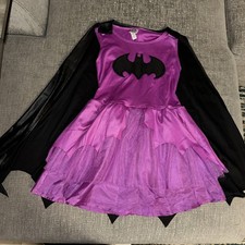 DC Batgirl Dress Child Size Medium 8-10y Halloween Costume Removable Cape Purple