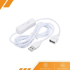 USB Extension Cable with Switch 2 Meter USB Male to Female Cord - White