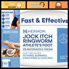 Jock Itch Cream for Ringworm & Athlete's Foot - Fast Relief for Itching & Burnin