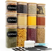 Vorratsdosen Glas 12Er Set, GewüRzgläSer Eckig Holzdeckel 430/600Ml, VorratsgläS