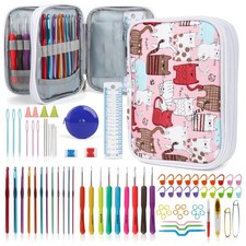 Complete Crochet Hooks Set with Travel Case - 85 Tools for Knitting Enthusiasts