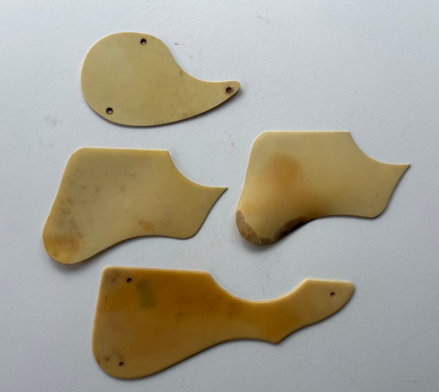 4 different  vintage Harmony ,Kay guitar pickguards  white  Original luthier