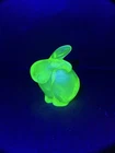 Fenton Vintage Glass Bunny Rabbit Figurine Topaz, Vaseline, Uranium
