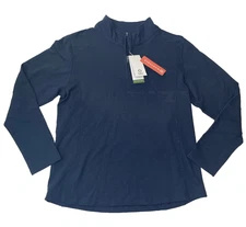 Tasc Womens Apex Fleece 1/4 Zip Navy Pullover Athleisure Size XL Active Wear New