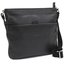 Auth LOEWE Anagram Shoulder Bag Crossbody Bag Black Leather T00T