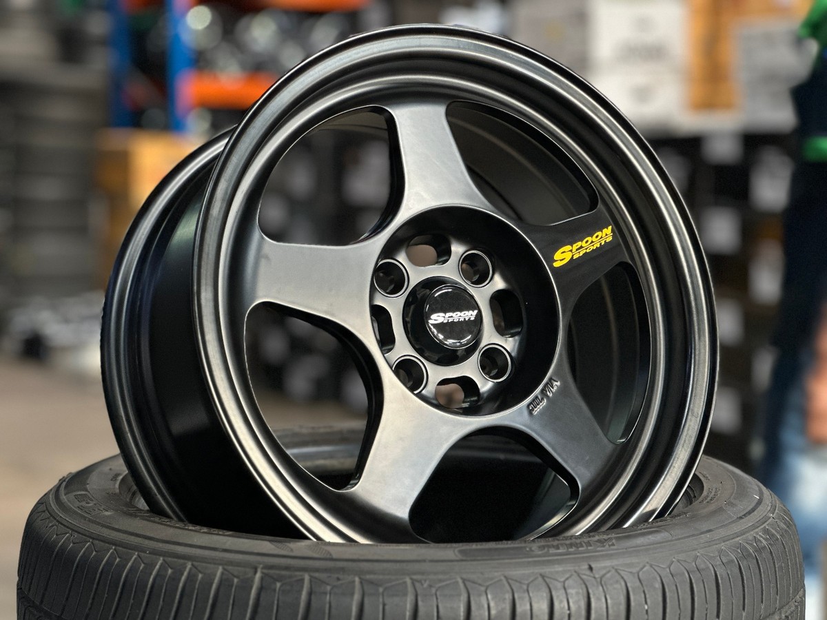 New 15x7 ET35 XOX Spoon BLACK Rim Honda Fit Jazz 4x100 (4 Wheel