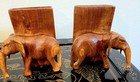 Chinese Huanghuali Wood Carved 7" 4 Lbs Elephant Bookend Pair Statue rare Htf!