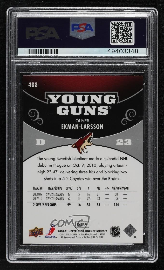 2010-11 Upper Deck Young Guns Oliver Ekman-Larsson #488 PSA 8 Rookie RC view 2