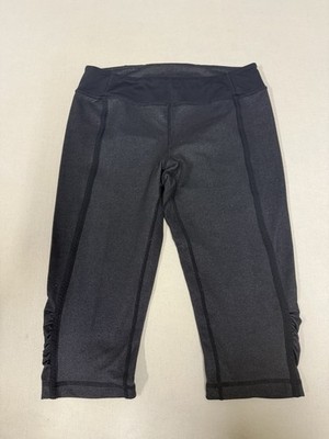 LULULEMON Women's Sz 8 Dignity Crop Leggings Black Denim ruched Leg Gathers 185