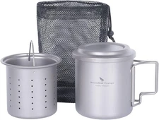 Boundless Voyage Single Layer Titanium Cup Portable 14.2 Ounces, Silver 