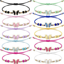 10 Pieces Rhinestone Butterfly Bracelet Cute Butterfly Adjustable Rope for Frien