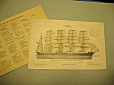 Segelschiffe Takelung,Schiffbau, 4 Karten,Bilder von 1899-Antiken Lithographien
