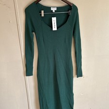 The Drop Women's Cameron Ribbed Sweetheart Neckline Midi Sweater Dress, green